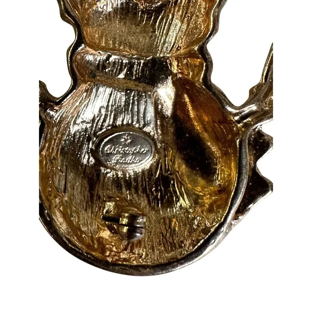 Christopher Radko Presents Shiny Brite Enamel Snowman Brooch - Picture 5 of 7